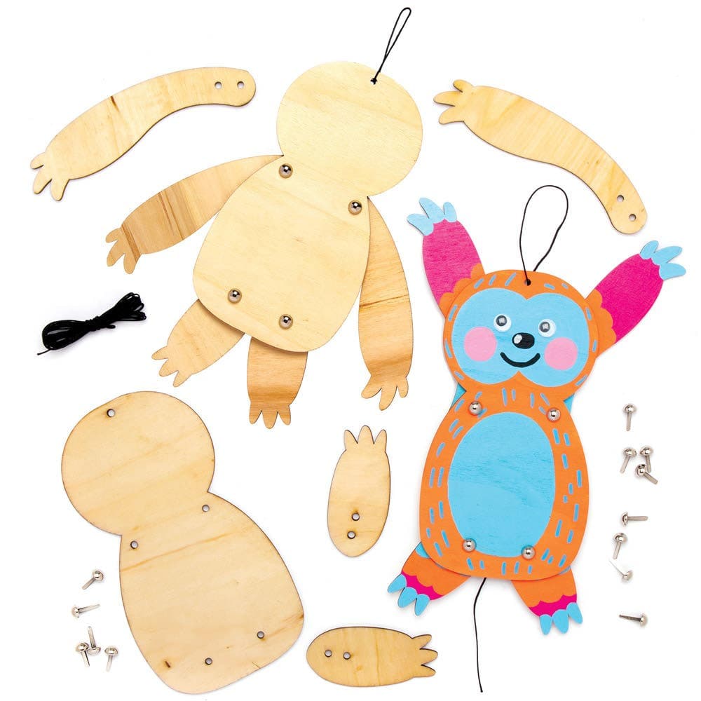 Sloth Wooden Puppet Kits (Pack of 4) Art Craft Kits