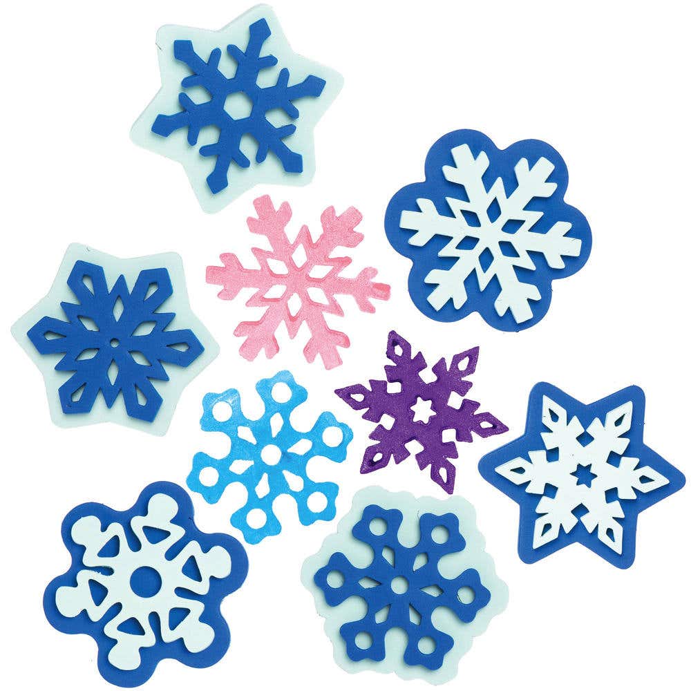 Snowflake Foam Stampers (Pack of 10) Art Supplies, Art Materials 2 foam colours - Light Blue & Dark Blue