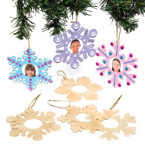 Snowflake Wooden Photo Decorations (Pack of 8) Christmas Crafts