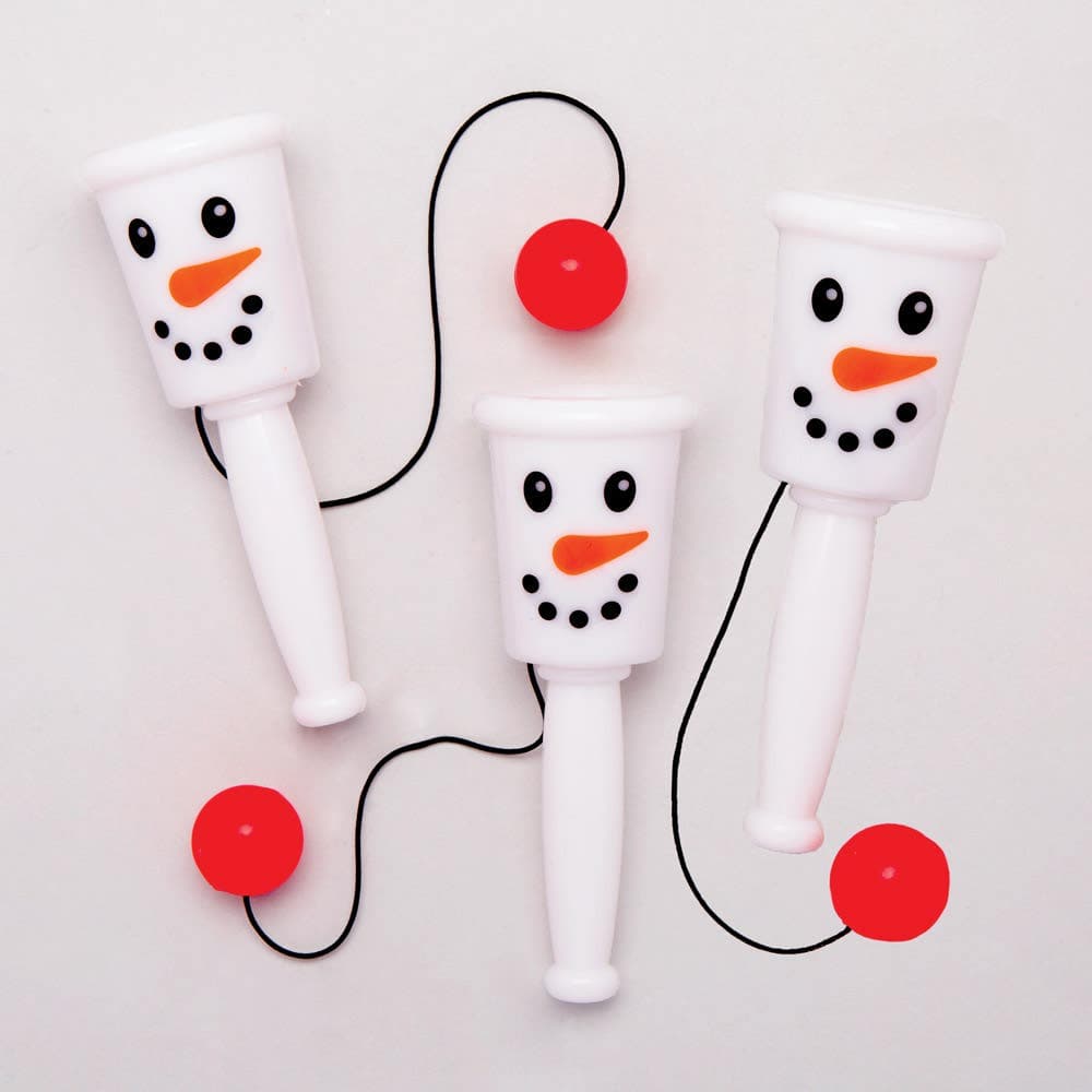 Snowman Catch-a-Ball Games (Pack of 5) Christmas Toys, Stocking Fillers, Size 10cm