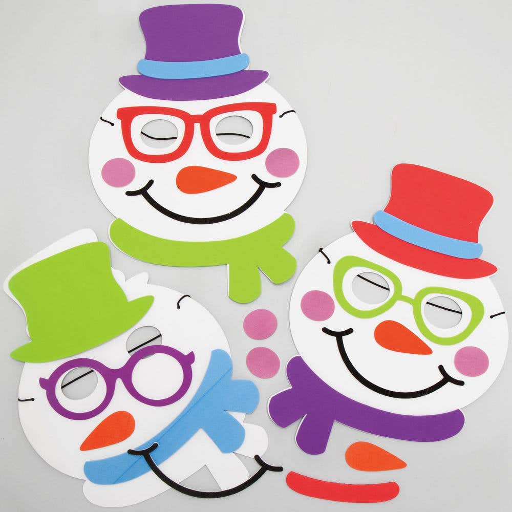Snowman Mask Kits (Pack of 4) Christmas Crafts