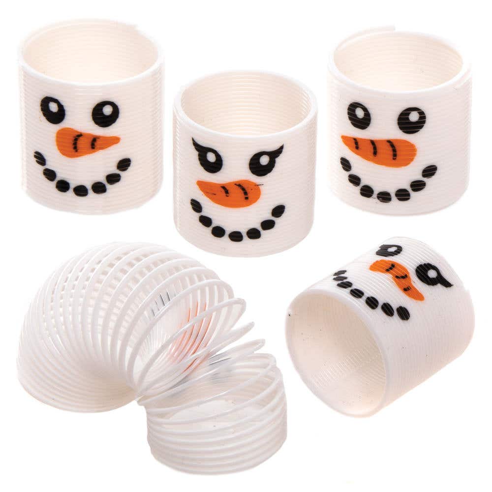 Snowman Mini Springs (Pack of 12) Christmas Toys, Stocking Fillers, Party Bag Fillers