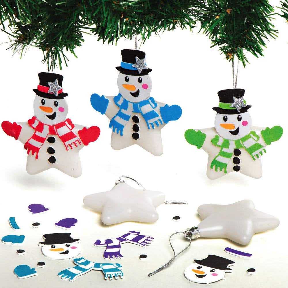 Snowman Star Bauble Craft Kits (Pack of 6) Christmas Crafts