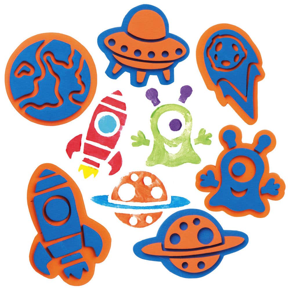 Solar System Foam Stampers (Pack of 10) Art Supplies, Art Materials 2 foam colours - Blue & Orange