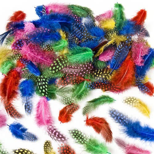 Speckled Feathers (Pack of 120) Natural Craft Materials Speckled feathers in assorted colours and sizes