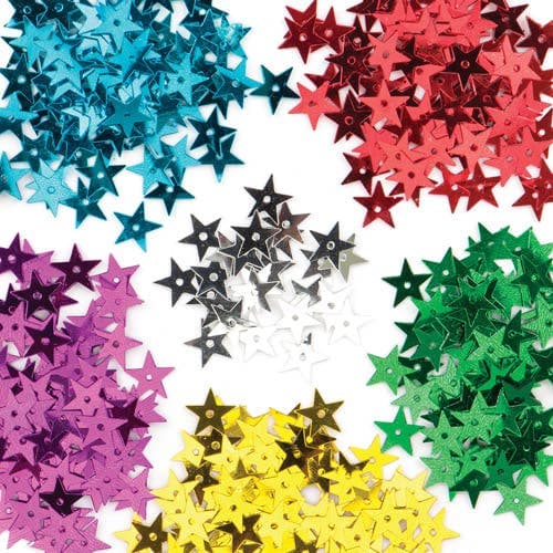 Star Sequins (Per Jar) Craft Embellishments 6 colours - Red, Silver, Gold, Blue, Purple, Green