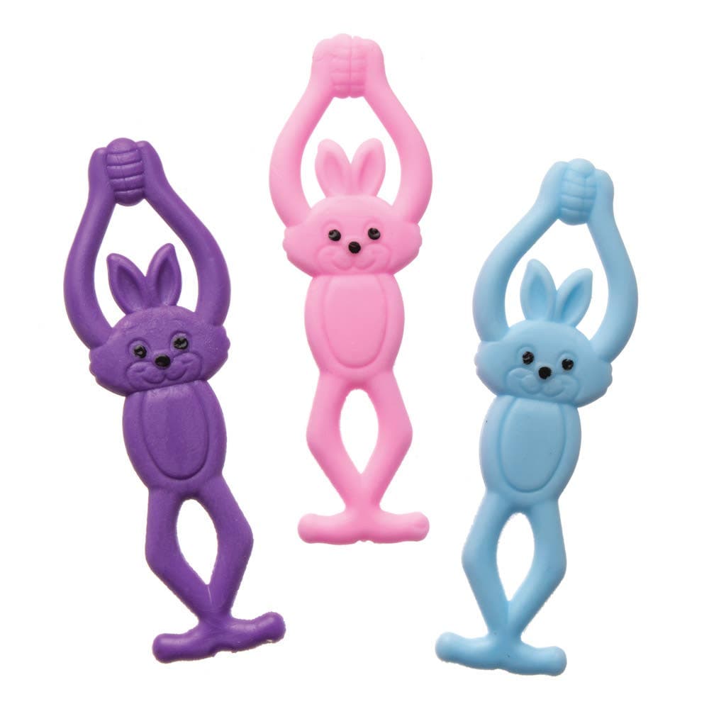 Flying Stretchy Bunnies (Pack of 8) Soft & Sensory Toys 4 assorted colours - Purple, Pink, White & Blue