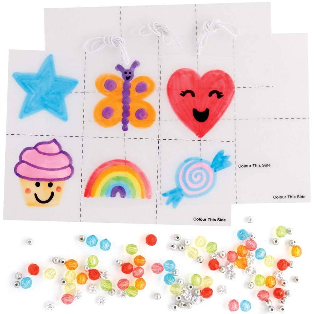Super Shrink Charm Bracelet Kits (Pack of 3) Jewellery 6 crystal bead colours - Blue, Red, Green, Pink, Orange & Yellow