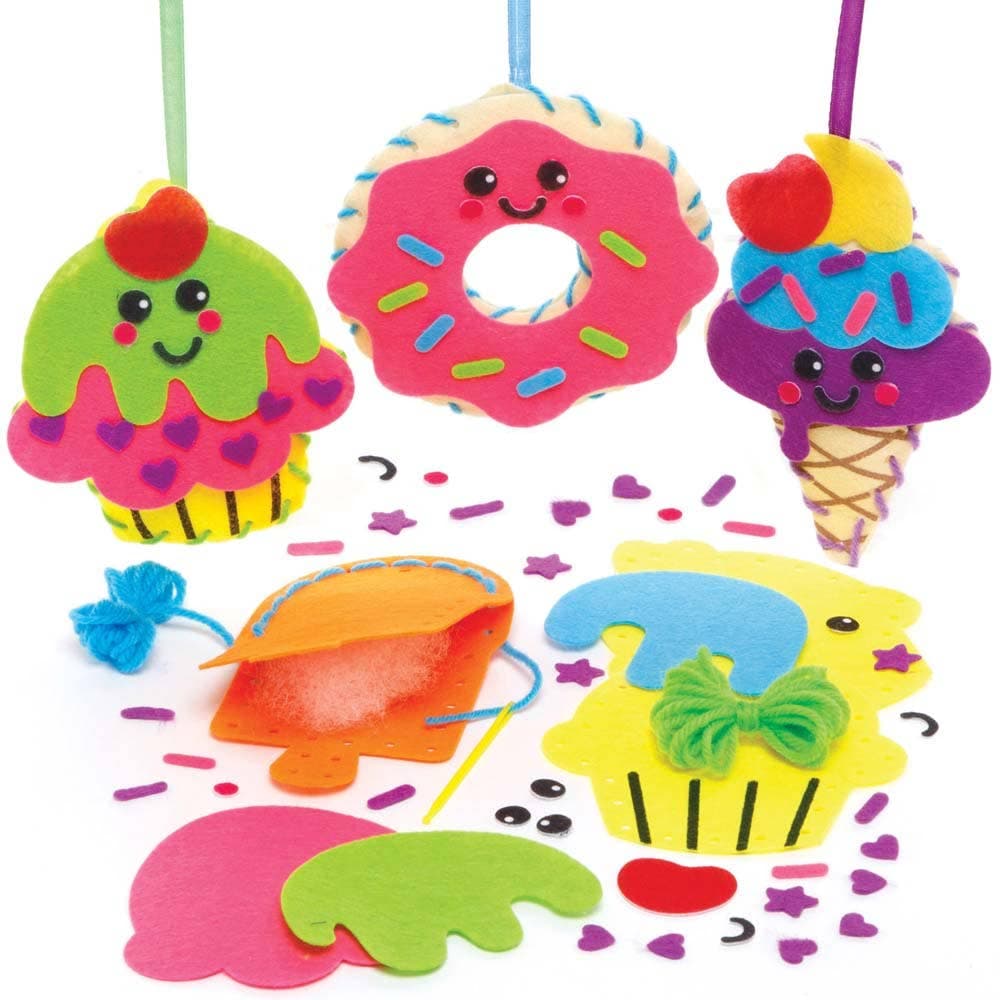 Sweet Treats Sewing Kits (Pack of 4) All-In-One Crafts, 4 Assorted Designs, Beginners Sewing Kits