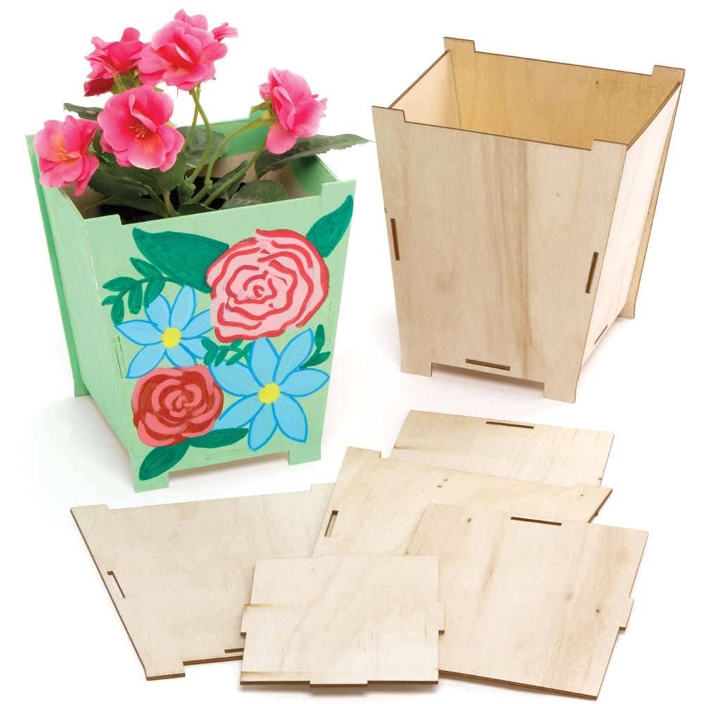 Tall Wooden Flowerpot Kits (Pack of 3) Nature Craft Kits