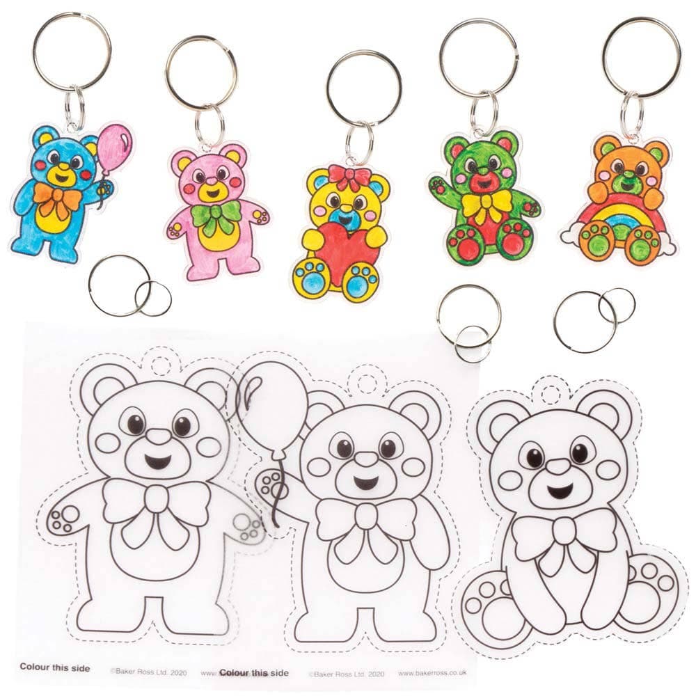 Teddy Bear Super Shrink Keyrings (Pack of 8) Small Toys