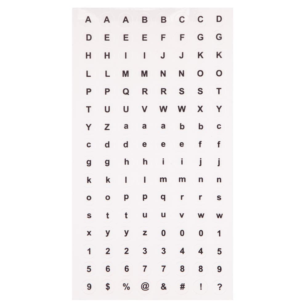 Transparent Letter & Number Stickers (Pack of 1000) Sticker Size 9mm