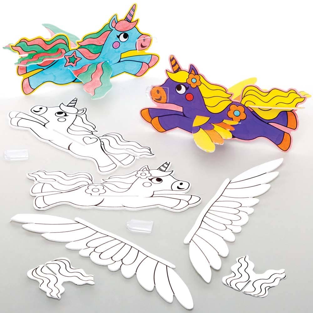 Unicorn Colour-in Gliders (Pack of 10) Pocket Money Toys