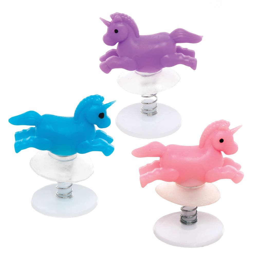 Unicorn Jump-ups (Pack of 6) Pocket Money Toys 3 assorted colours - Pink, Blue & Purple