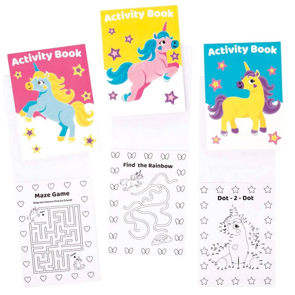 Unicorn Mini Activity Books (Pack of 12) Creative Play Toys