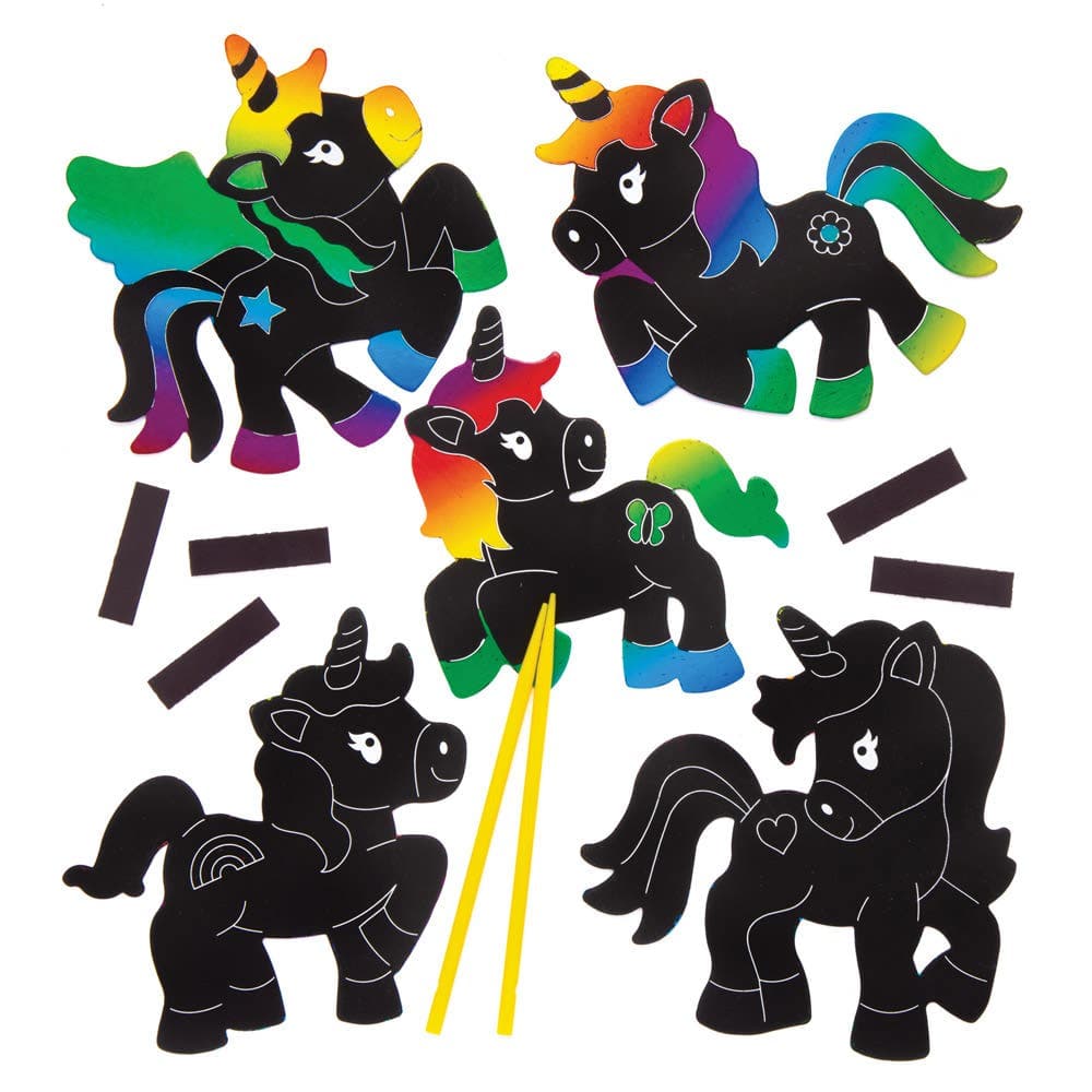 Unicorn Scratch Art Magnets (Pack of 10) Art Craft Kits