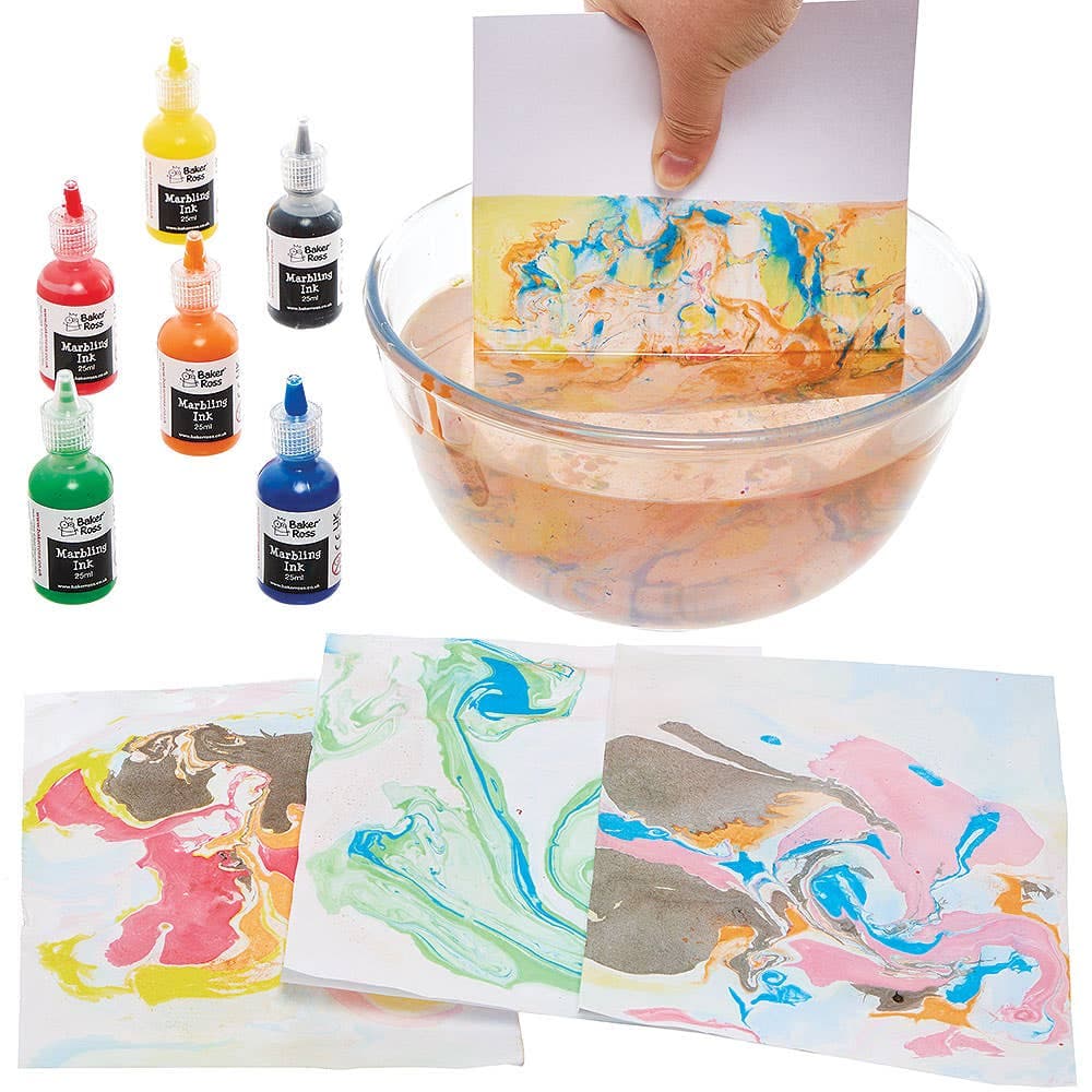 Marbling Inks Bumper Pack (Pack of 6) 6 assorted colours - Red, Green, Yellow, Blue, Orange & Black