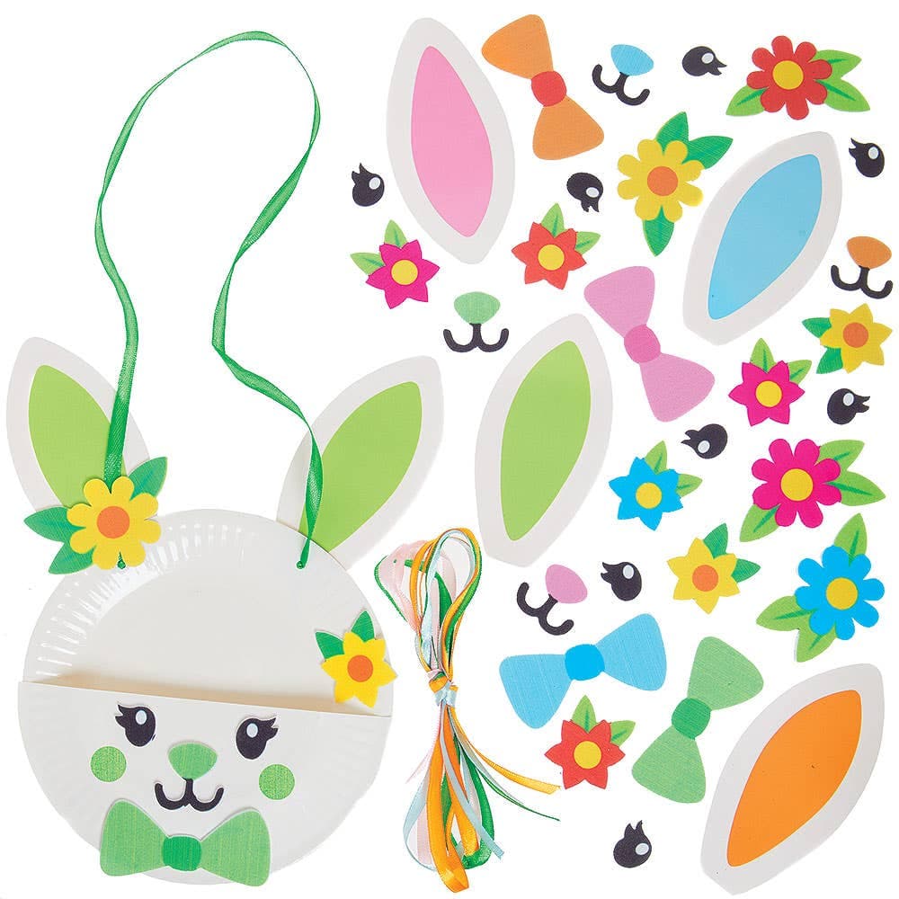 Easter Bunny Sweet Treats Holder Kits (Pack of 4) 4 assorted colours - Pink, Blue, Orange & Green