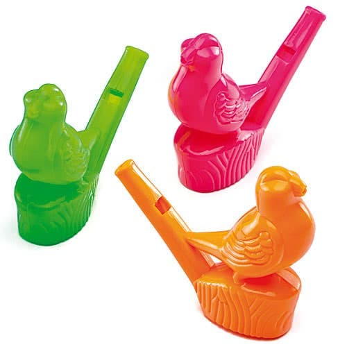 Waterbird Whistles (Pack of 8) Pocket Money Toys 3 Assorted Colours - Pink, Orange & Green