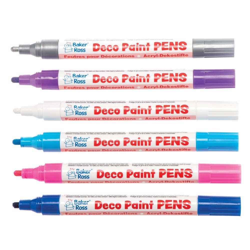 Winter Multi-Purpose Deco Paint Pens (Pack of 6) Art Supplies, Art Materials 6 assorted Winter colours - Dark Blue, Light Blue, White, Silver, Pink & Purple