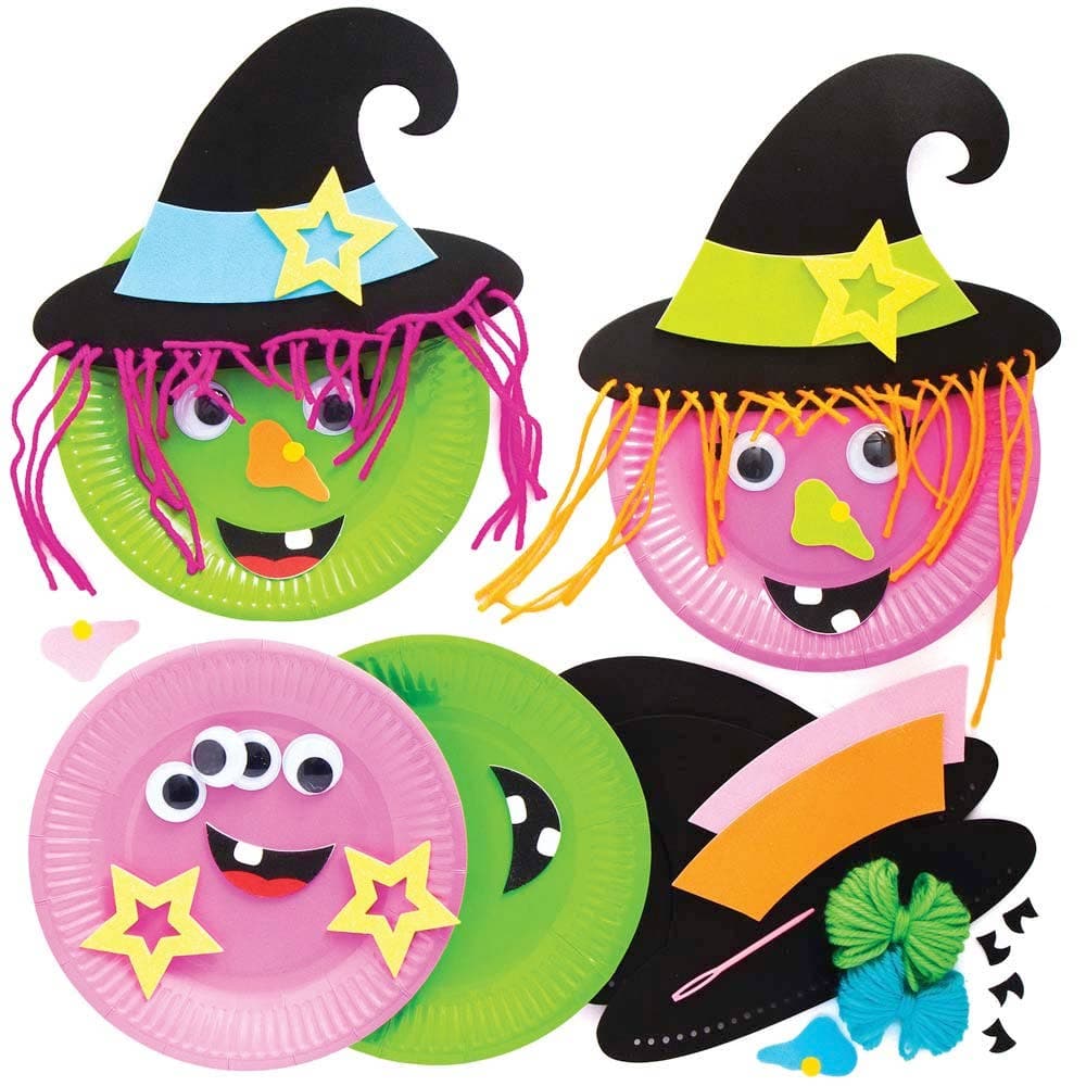 Wicked Witch Plate Decoration Kits (Pack of 4) Halloween Crafts, Card Plates & Foam