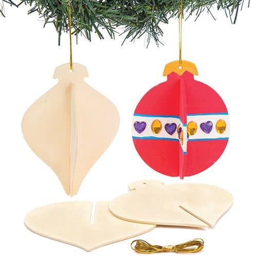 Wooden 3D Baubles (Pack of 6) Christmas Crafts