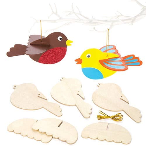 Wooden 3D Birds (Pack of 6) Art Craft Kits