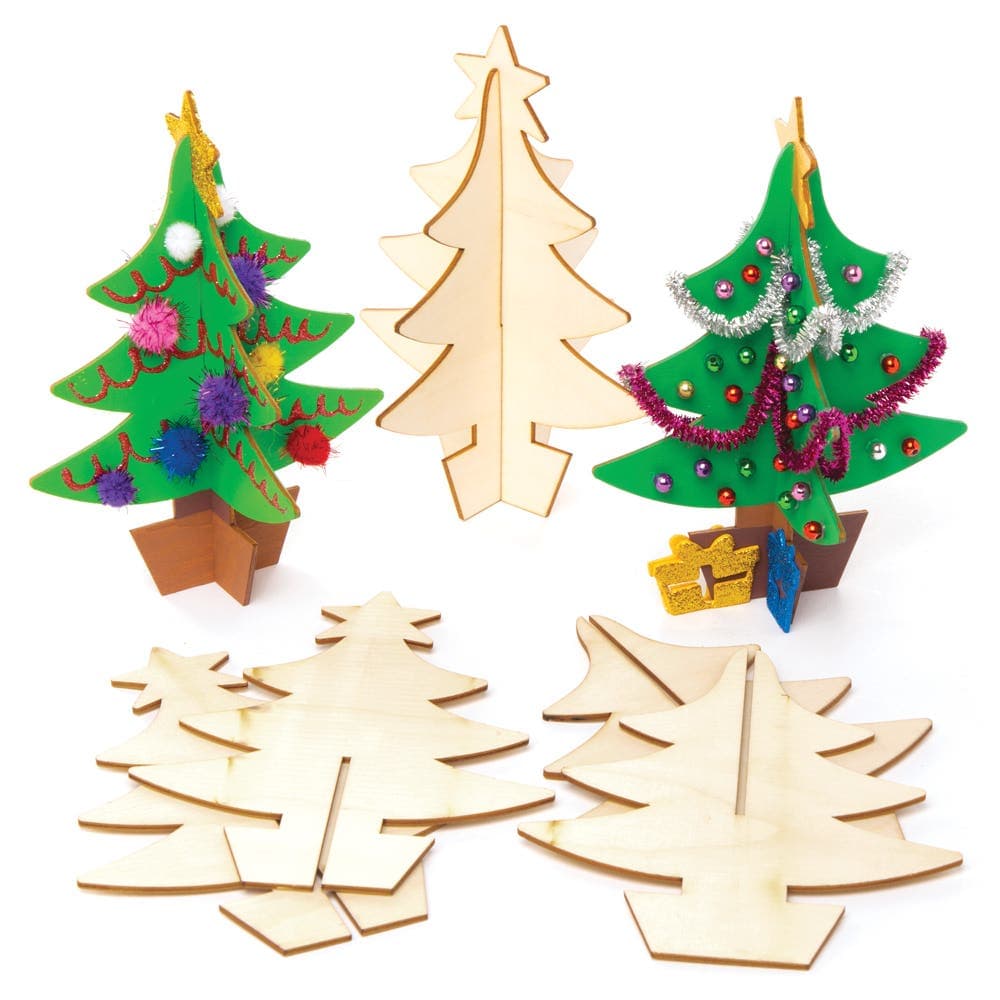 Wooden 3D Christmas Trees (Pack of 5) Christmas Crafts