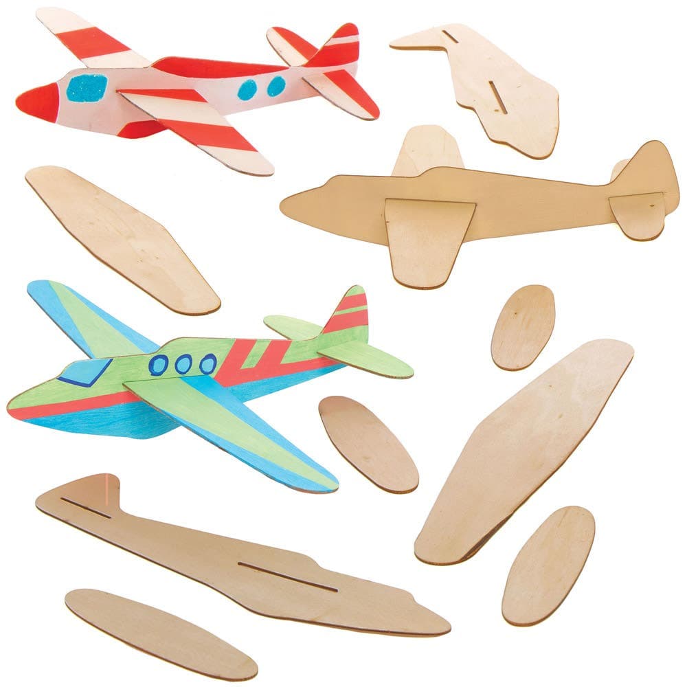 Wooden Glider Kits (Pack of 8) Pocket Money Toys, Assemble & Decorate, 20cm Long