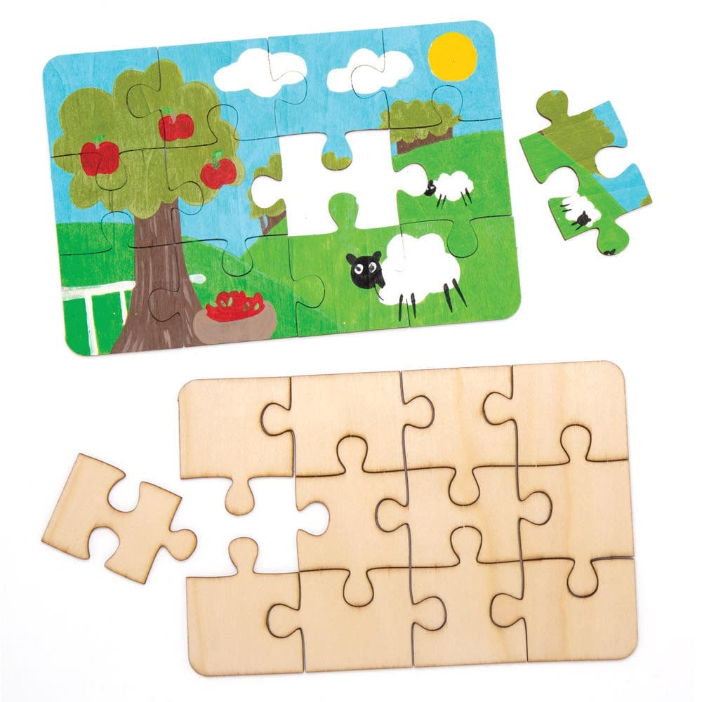 Wooden Jigsaw Puzzles (Pack of 8) Create Your Own Puzzle, 18cm x 12cm, Creative Play Toys
