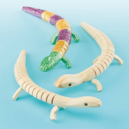 Wooden Lizards (Pack of 3) Decorate Your Own, Length 22cm, Art Craft Kits