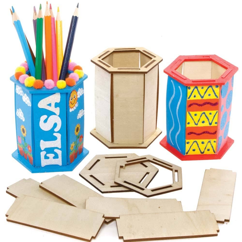 Wooden Pen Pot Kits (Pack of 3) Art Craft Kits