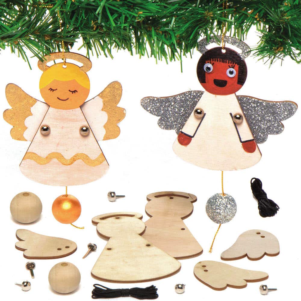 Angel Wooden Puppet Decoration Kits (Pack of 4) Christmas Crafts