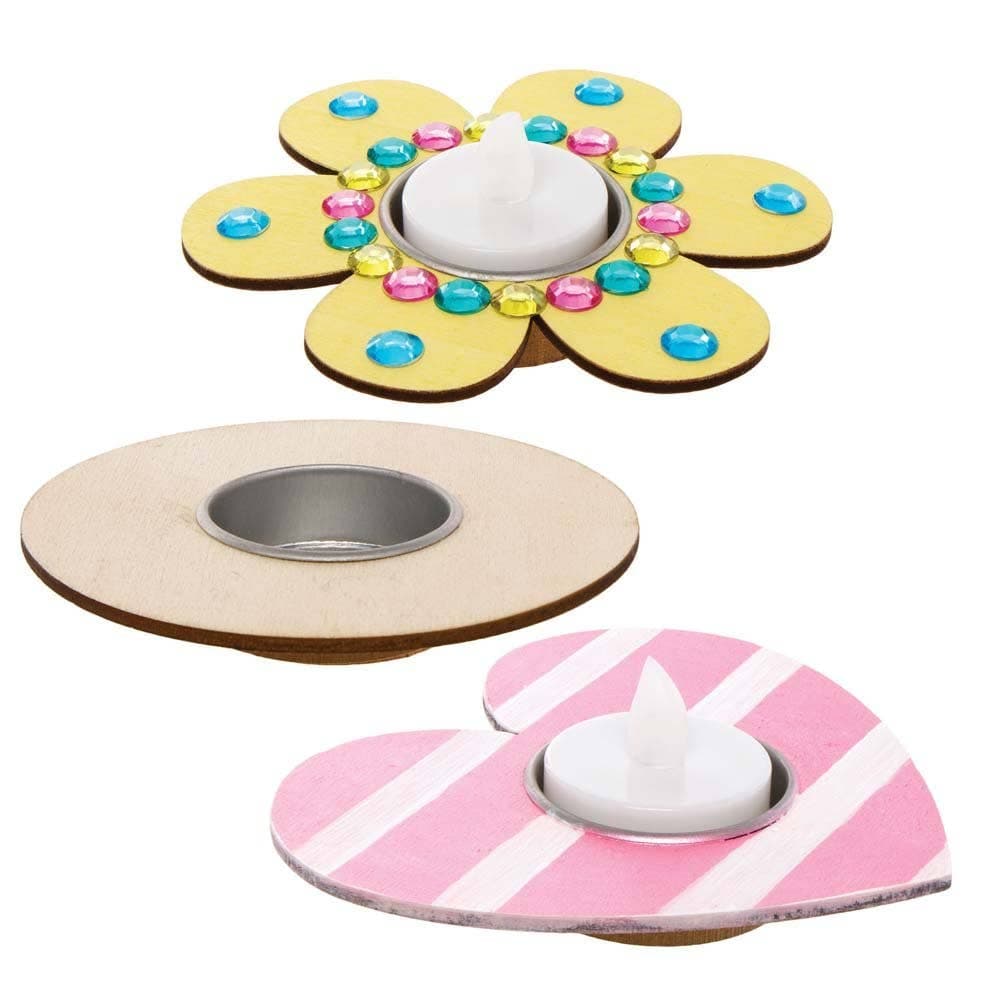 Wooden Tealight Holder Blanks (Pack of 4) Craft Kits For Kids
