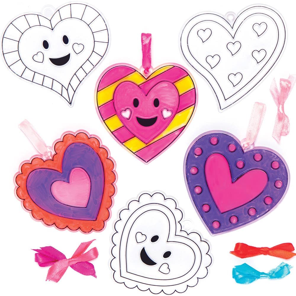 Heart Suncatcher Decorations (Pack of 10) Decoration Craft Kits