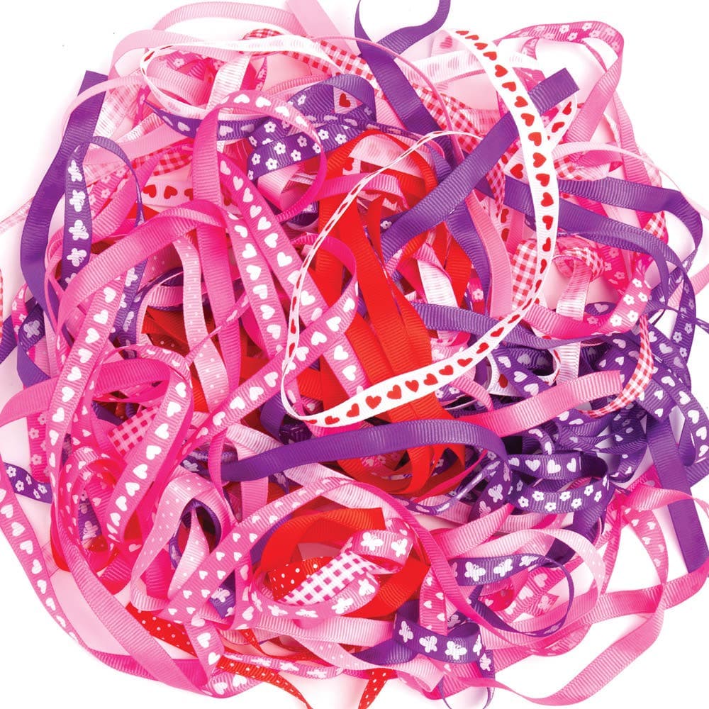 Lovely Ribbon Bumper Value Pack (Per pack) Craft Embellishments 5 assorted ribbon colours - Red, Purple, Dark Pink, Light Pink & White
