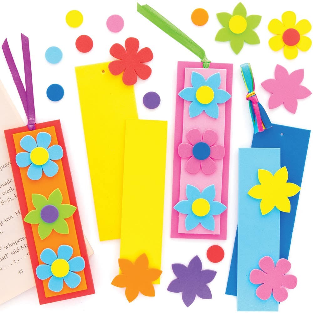 Flower Mix & Match Bookmark Kits (Pack of 8) DIY Craft Kits, 8 Designs, Finished Height 16cm, No Glue Required