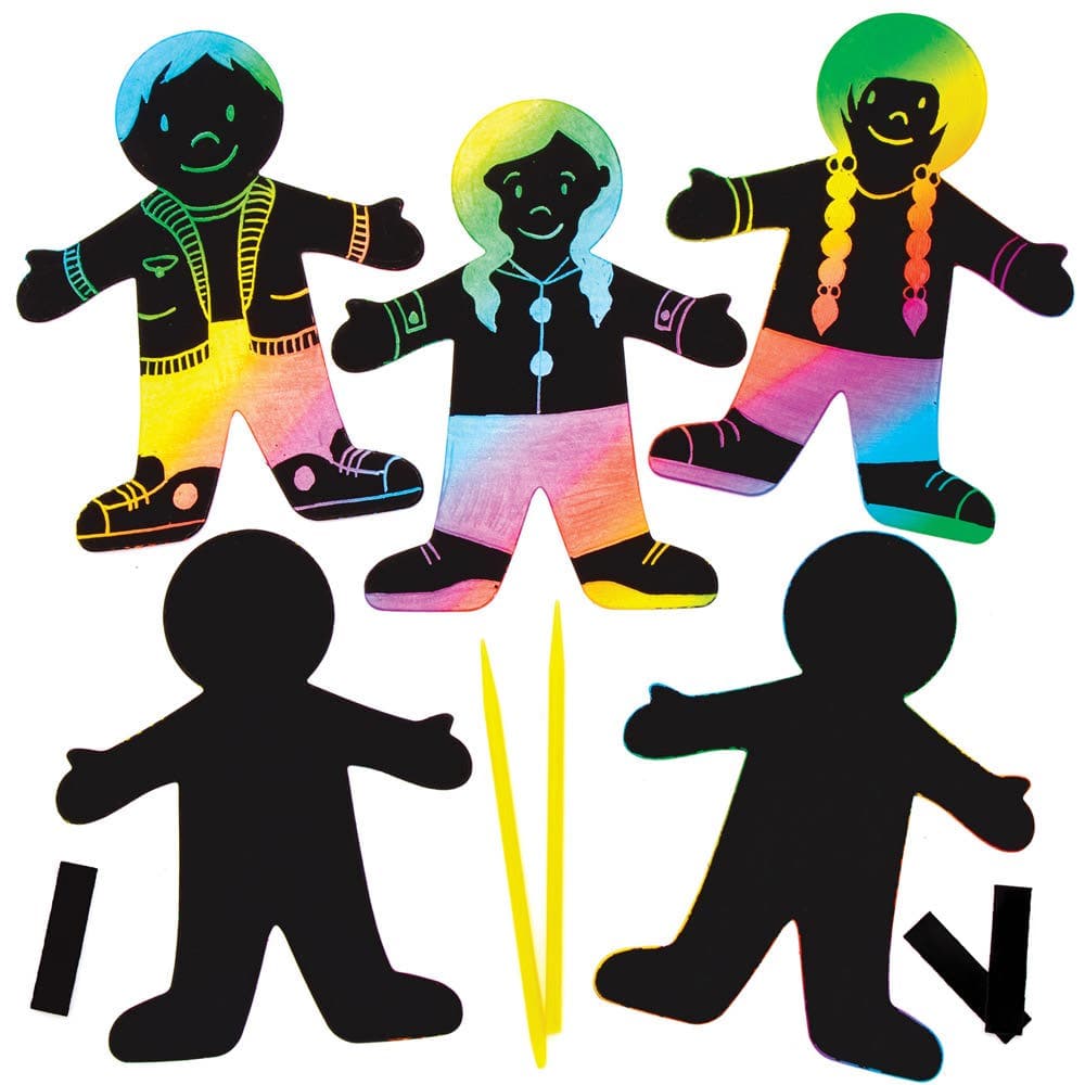 Person Scratch Art Magnets (Pack of 10) Art Craft Kits