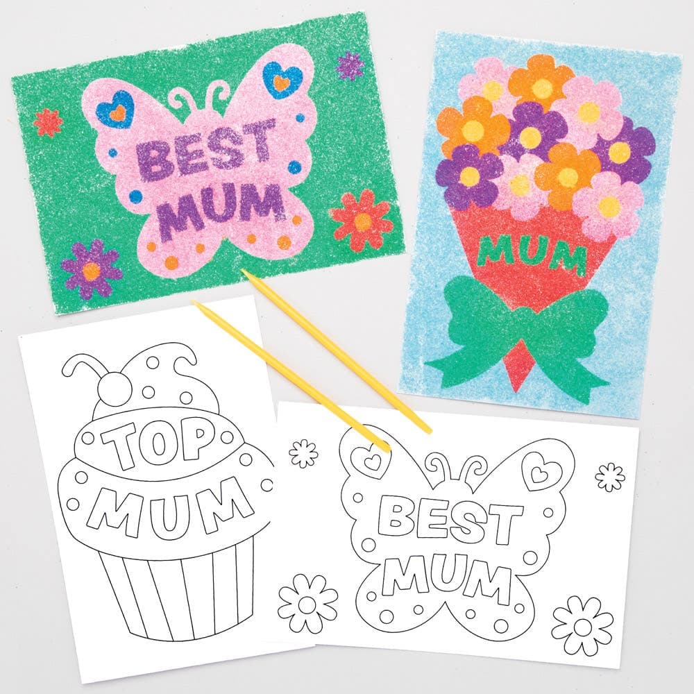 Mother's Day Sand Art Pictures (Pack of 8) Art Craft Kits, Self-Adhesive Card, 8 Designs, Handmade Gifts