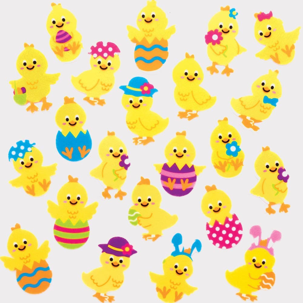 Easter Chick Felt Stickers (Pack of 100) 20 Assorted Designs, Self-Adhesive Felt