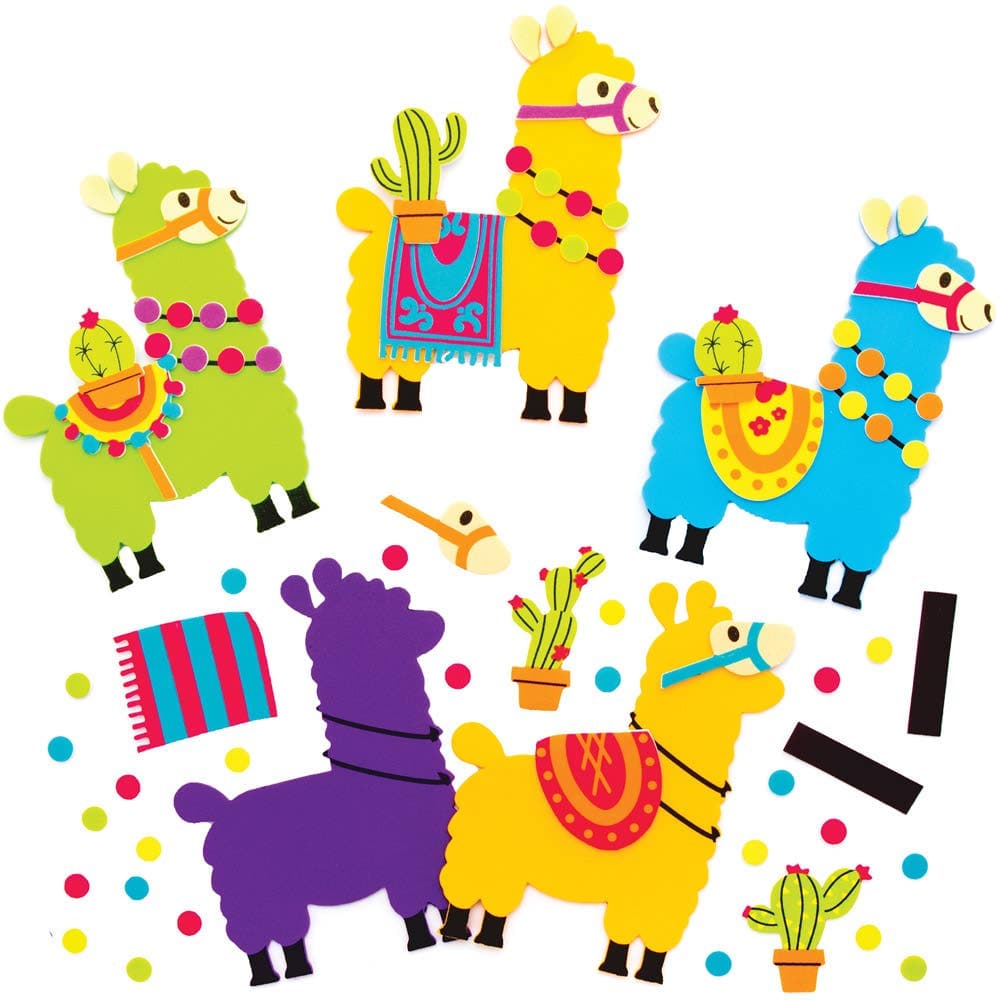 Lovely Llama Mix & Match Magnet Kits (Pack of 8) Art Craft Kits 4 assorted llama colours - Purple, Blue, Green & Orange