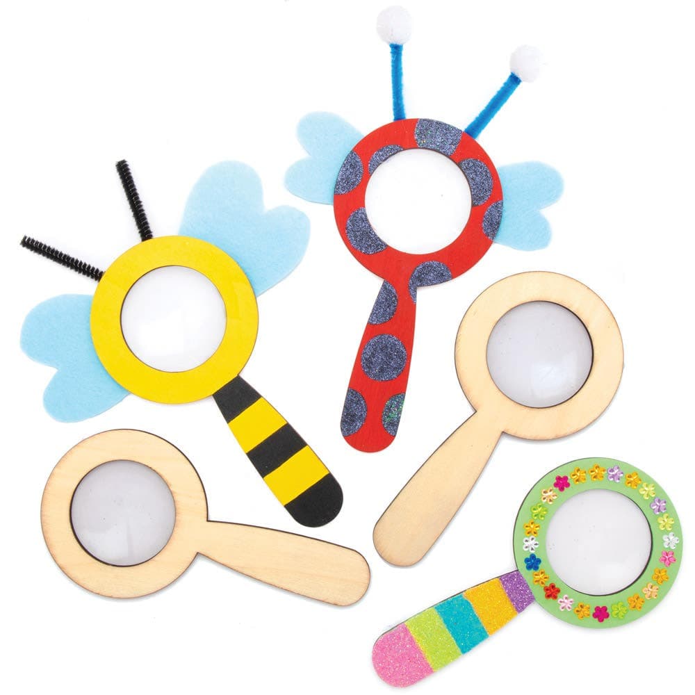 Design Your Own Wooden Magnifying Glasses (Pack of 5) Crafts For Kids, 16cm x 8cm, 4mm Thick Plywood