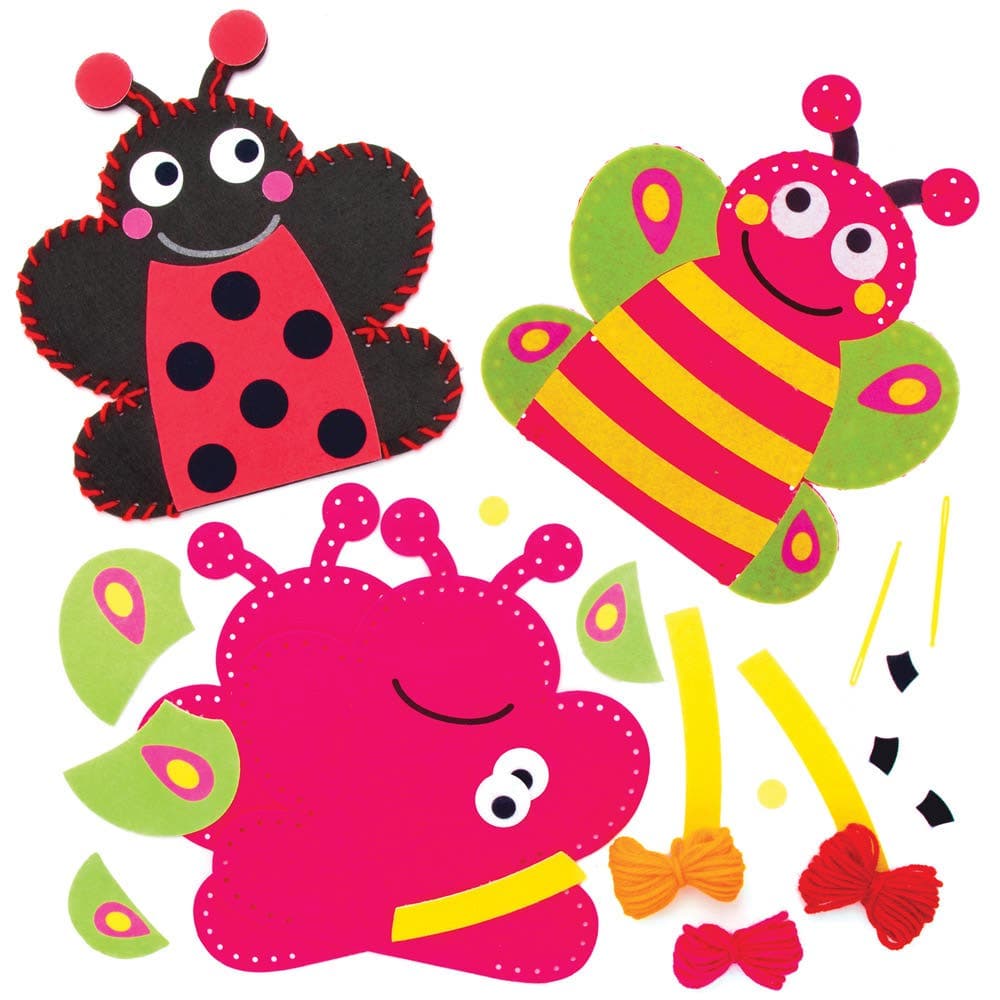 Insect Bug Hand Puppet Sewing Kits (Pack of 3) Sewing & Weaving Craft Kits