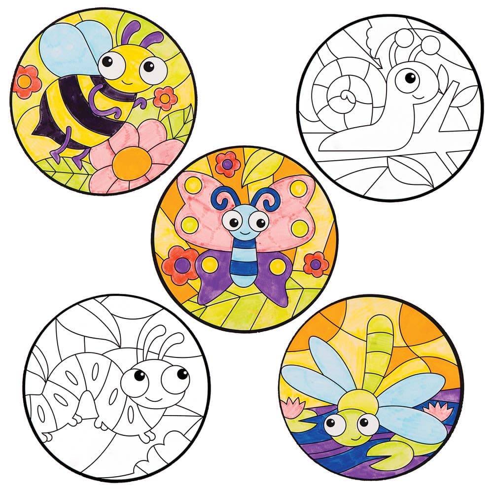 Insect Bug Colour-in Window Decorations (Pack of 12) Decoration Craft Kits