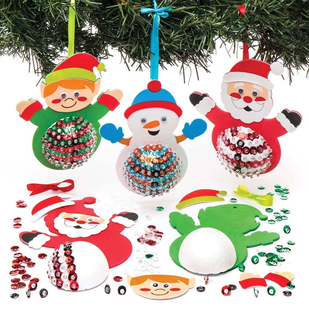 Christmas Character Sequin Decoration Kits (Pack of 3) Christmas Crafts