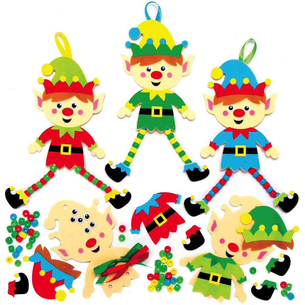 Christmas Elf Dangly Legs Decoration Kits (Pack of 5) Christmas Crafts
