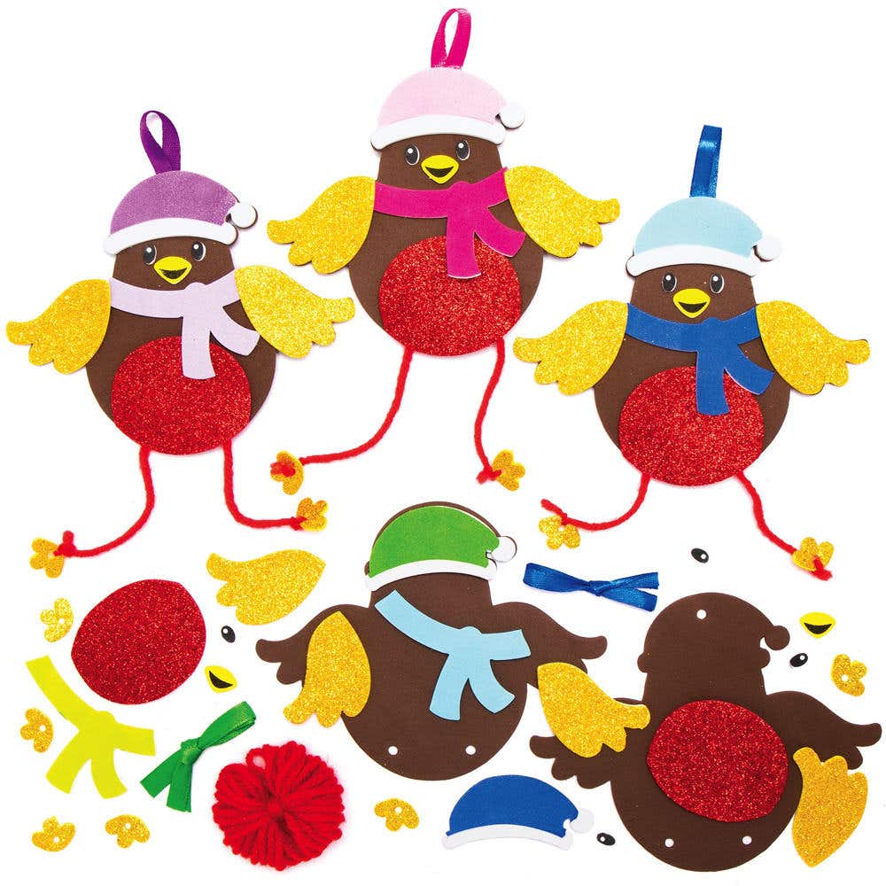 Christmas Robin Mix & Match Decoration Kits (Pack of 8) Christmas Crafts