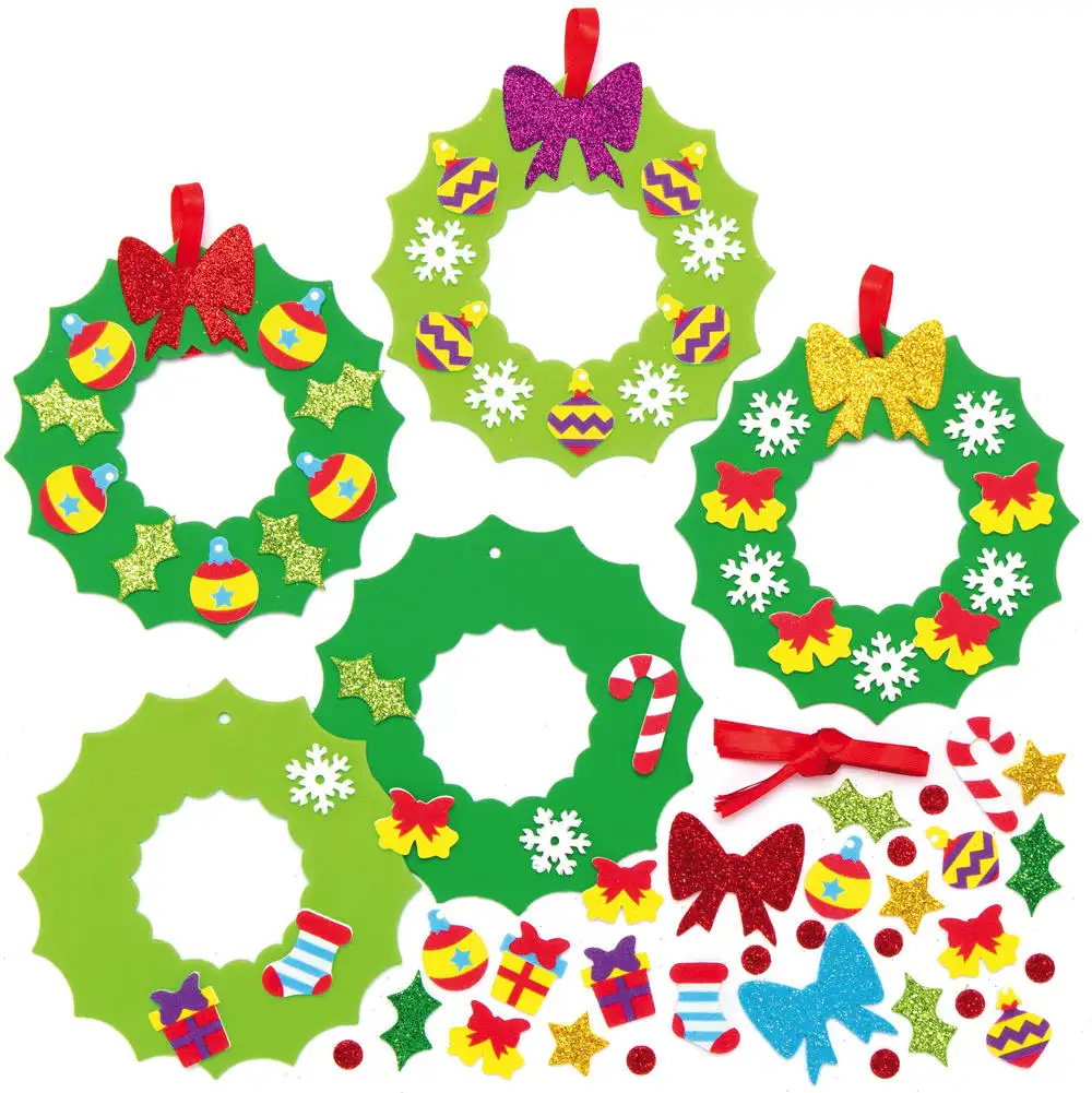 Christmas Wreath Mix & Match Decoration Kits (Pack of 8) Christmas Crafts, Assorted Designs