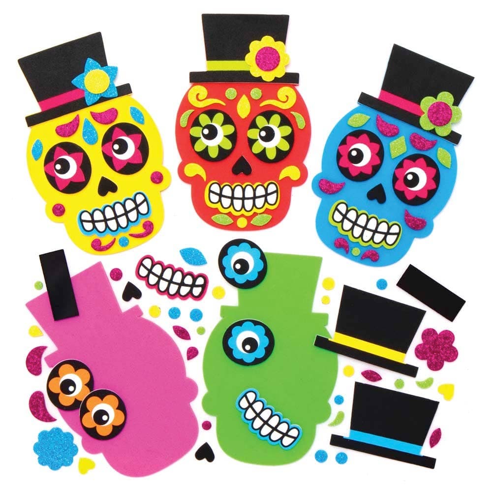 Day of the Dead Foam Mix & Match Magnet Kits (Pack of 8) Halloween Crafts, Size 12.5cm
