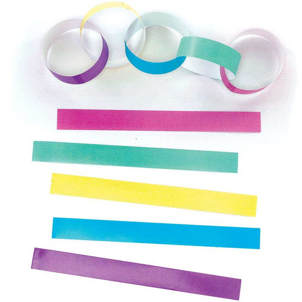 Pastel Paper Chains (Pack of 300) Party Decorations 5 pastel colours - Pink, Purple, Blue, Yellow & Green